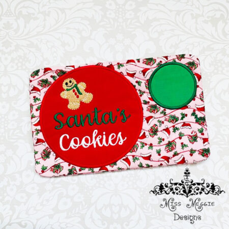 Santa Cookies Mug Rug 2 sizes ITH Embroidery design file