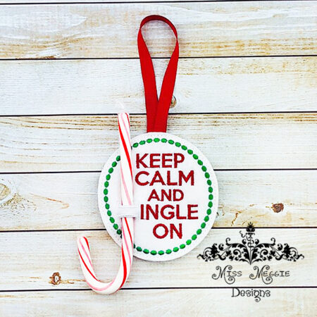 Candy Cane Holder ornament Jingle On ITH Embroidery design file