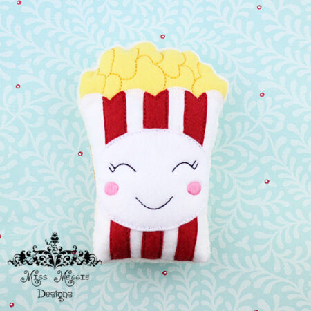 Movie Time Popcorn stuffie boy & girl ITh Embroidery design file