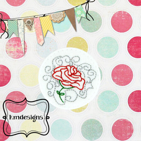 Rose Swirl Feltie ITH Embroidery design file