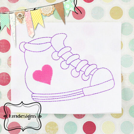 Vintage Sneaker Redwork ITH Embroidery design file