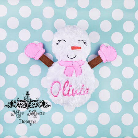 Snowman Snow girl mittens stuffie ITH Embroidery design file