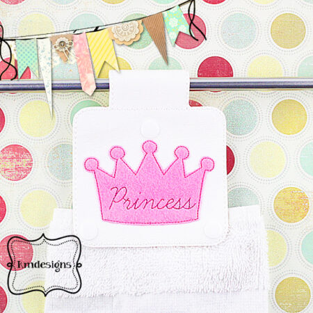 Princess Hand Towel Holder ITH Embroidery design file