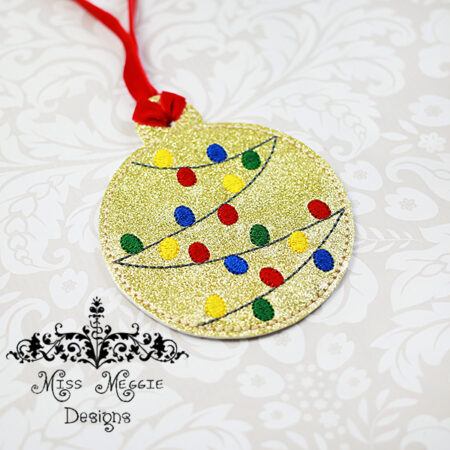 Ornament with Christmas lights ITH embroidery design file